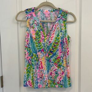 Lilly Pulitzer Essie Tank, Catch the Wave size XS